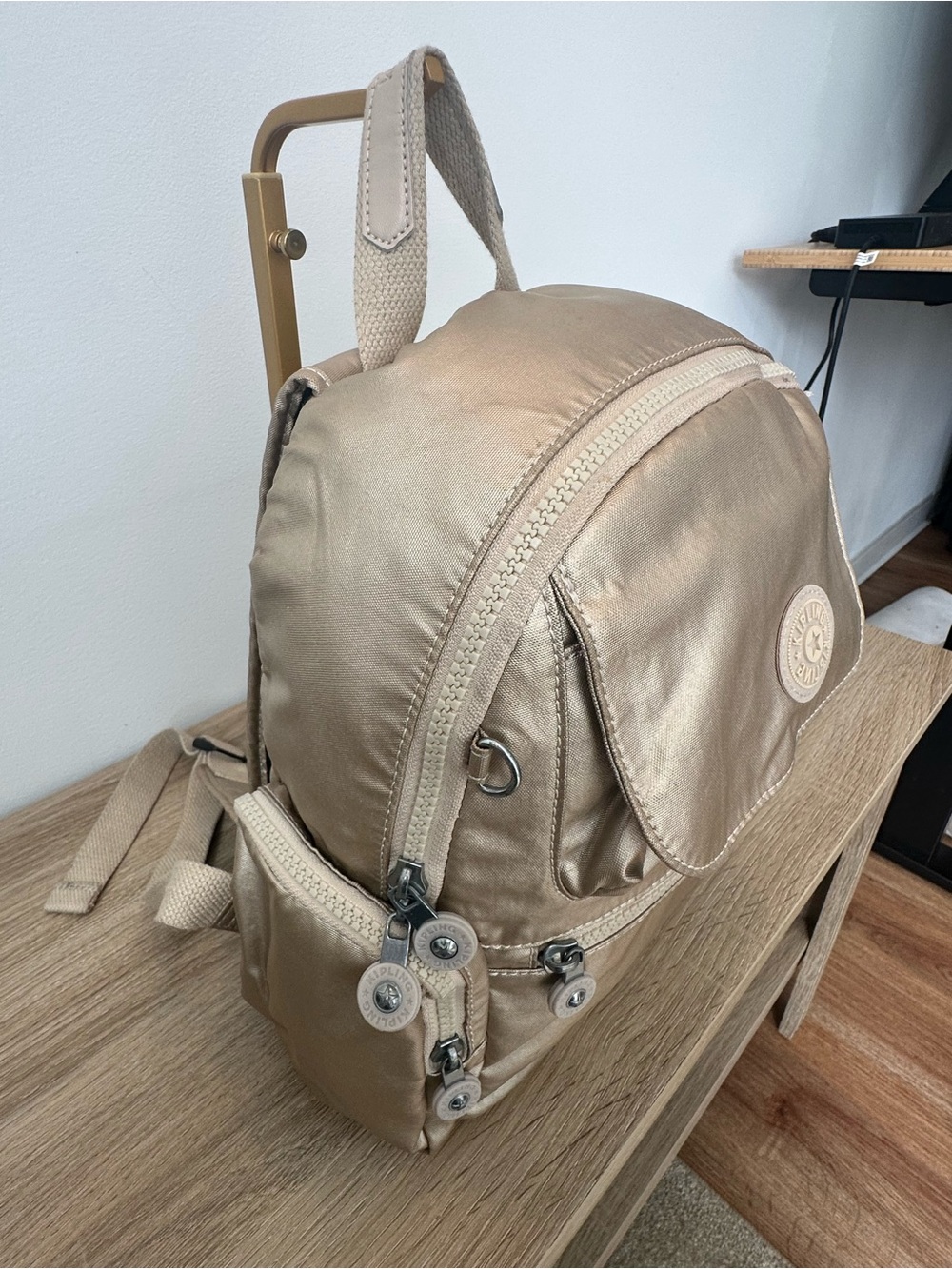 Kipling Gold Metallic Backpack - Picture 4 of 10